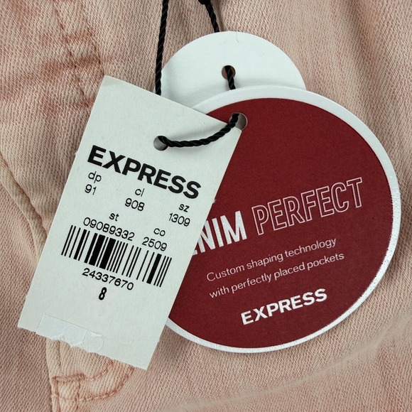 Express Denim Perfect Cropped Flare Jeans Womens 8 Pink High Rise Stretch Denim - Picture 3 of 9